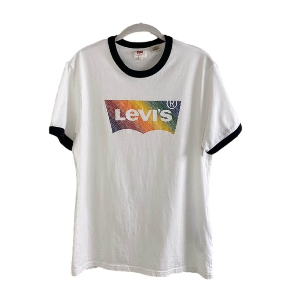 NWOT Levi’s Rainbow PRIDE Logo Ringer T-shirt